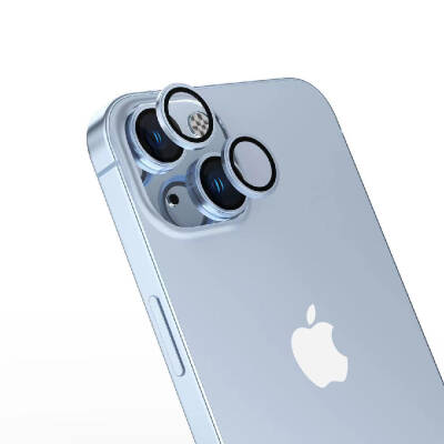 Apple iPhone 15 Zore Safir CL-15 Parmak İzi Bırakmayan Anti-Reflective Kamera Lens Koruyucu Mavi