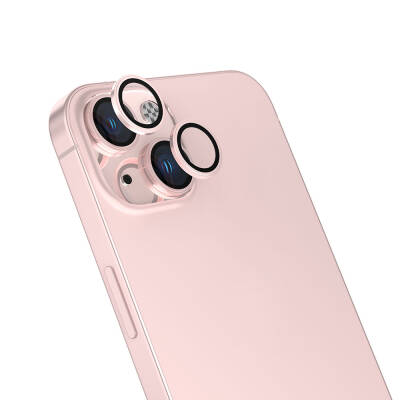 Apple iPhone 15 Zore Safir CL-15 Parmak İzi Bırakmayan Anti-Reflective Kamera Lens Koruyucu Pembe