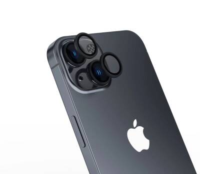 Apple iPhone 15 Zore Safir CL-15 Parmak İzi Bırakmayan Anti-Reflective Kamera Lens Koruyucu Siyah