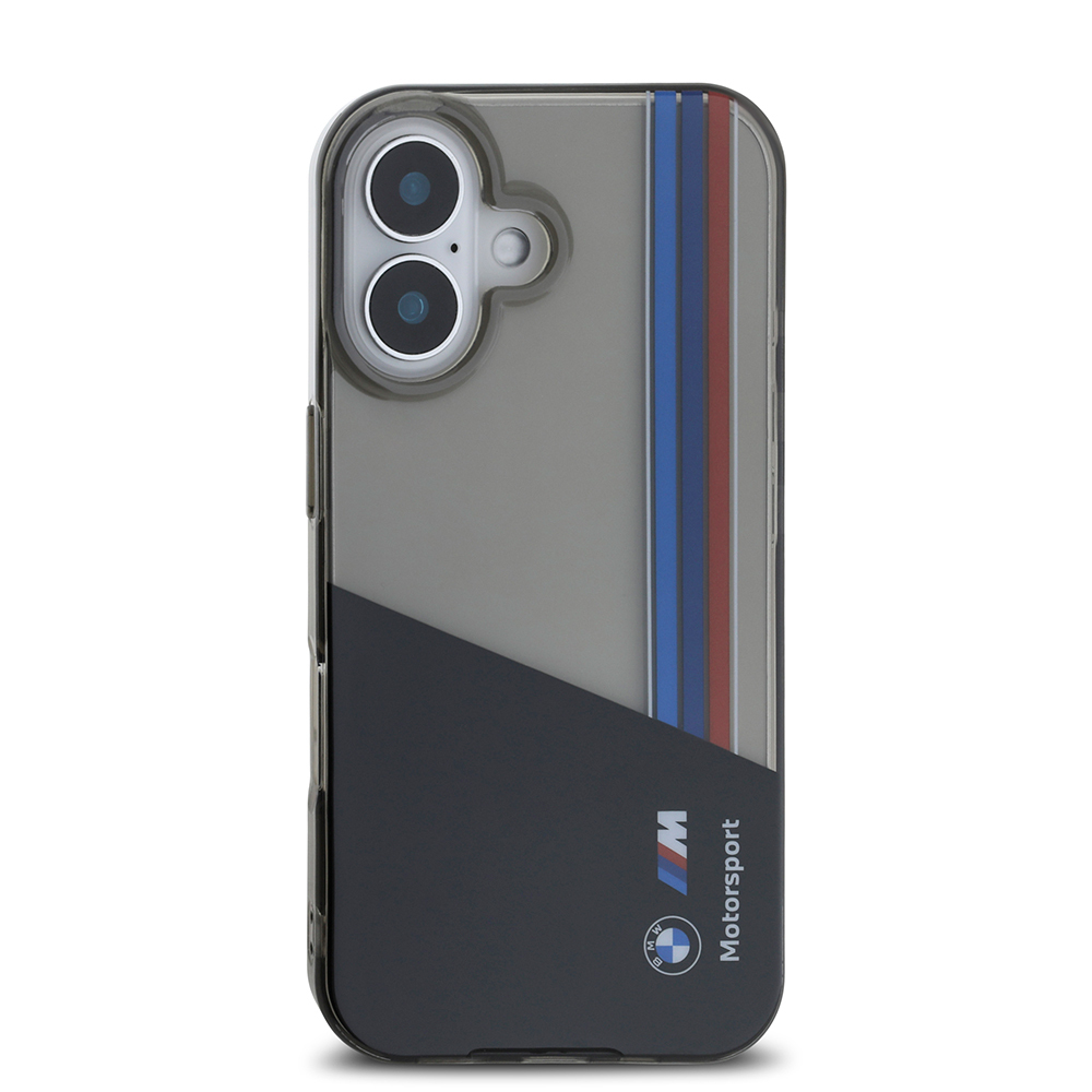 Apple iPhone 16 Case BMW Original Licensed Semi-Transparent M Design Striped Cover - 4