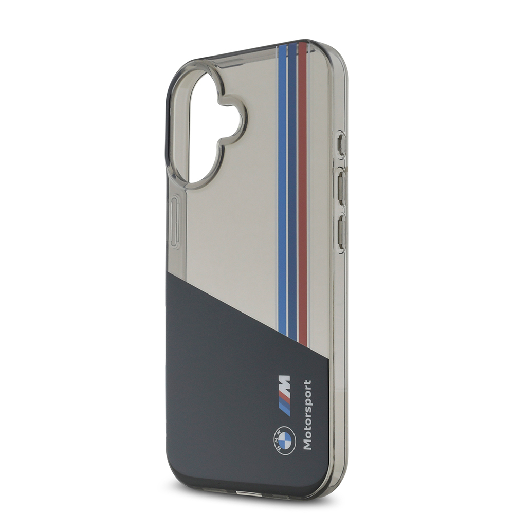 Apple iPhone 16 Case BMW Original Licensed Semi-Transparent M Design Striped Cover - 7