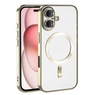 Apple iPhone 16 Case Camera Protected Magsafe Wireless Charging Feature Zore Demre Cover Gold