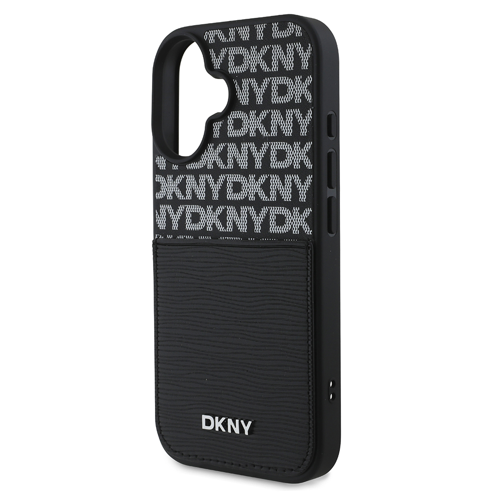 Apple iPhone 16 Case DKNY Original Licensed Card Holder 3D Written Repeat Texture Pattern Cover - 7