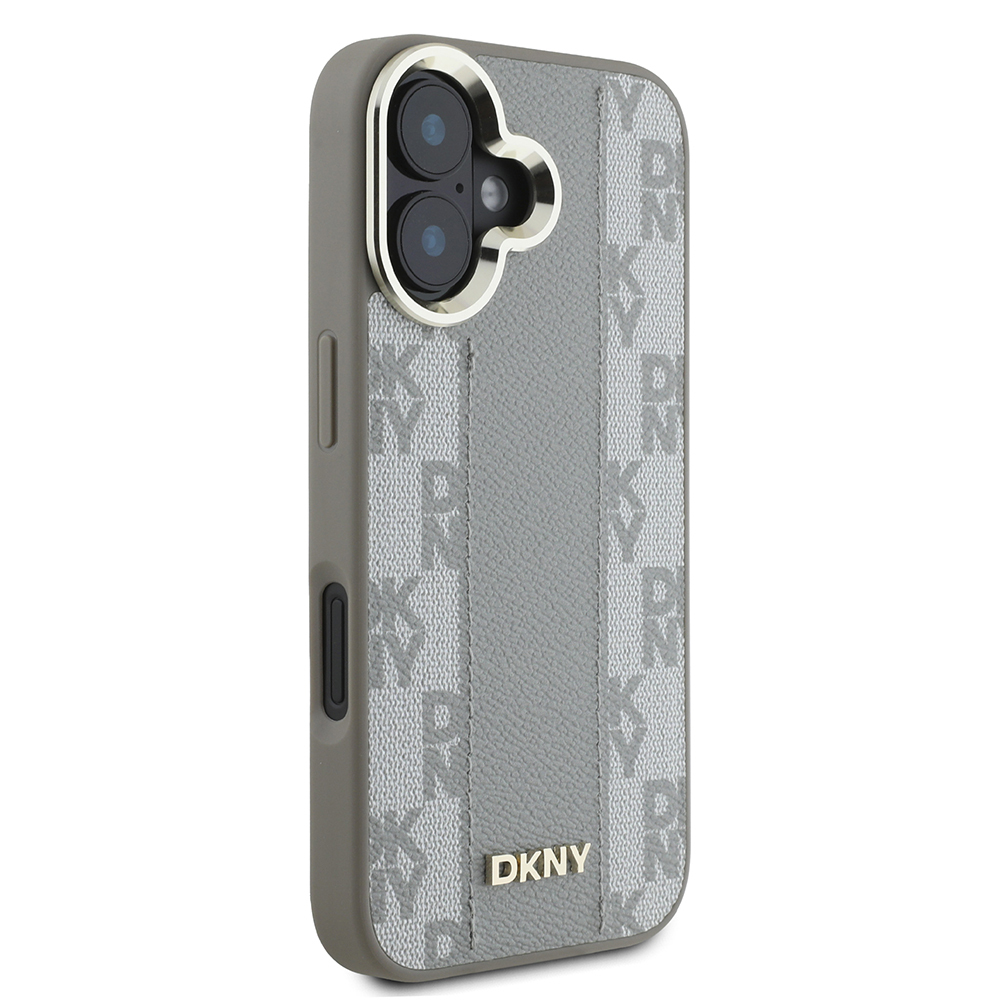 Apple iPhone 16 Case DKNY Original Licensed Magsafe Charging Featured 3D Written Checkered Pattern Cover - 6