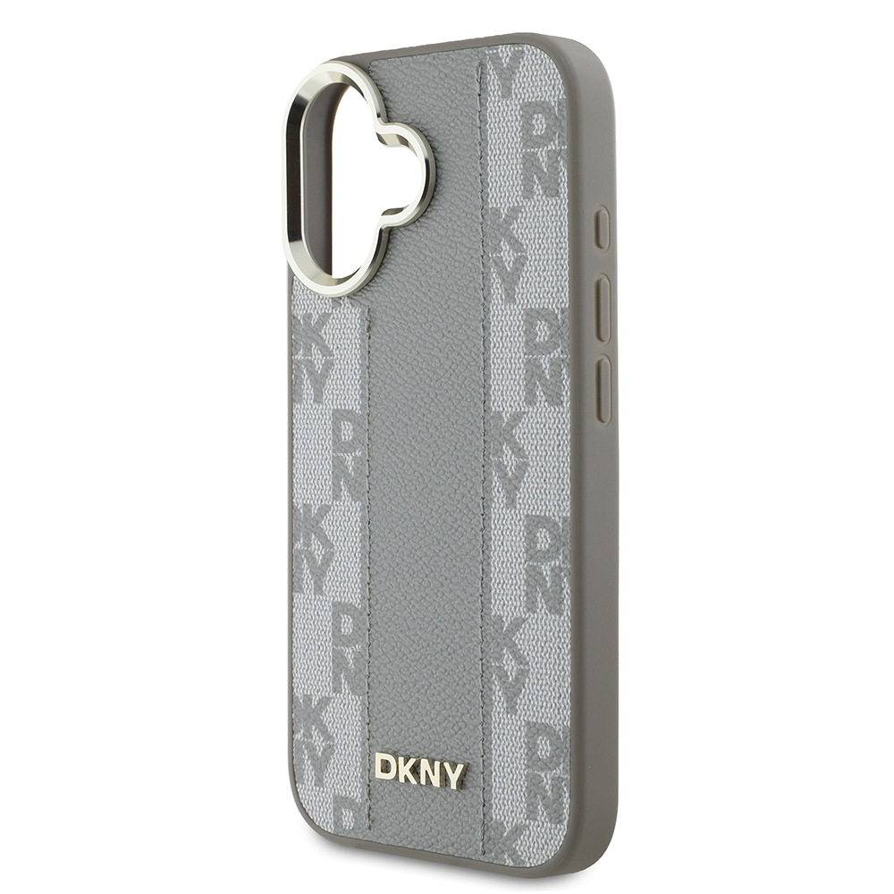 Apple iPhone 16 Case DKNY Original Licensed Magsafe Charging Featured 3D Written Checkered Pattern Cover - 8