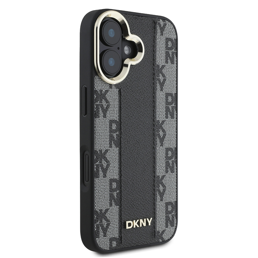 Apple iPhone 16 Case DKNY Original Licensed Magsafe Charging Featured 3D Written Checkered Pattern Cover - 13