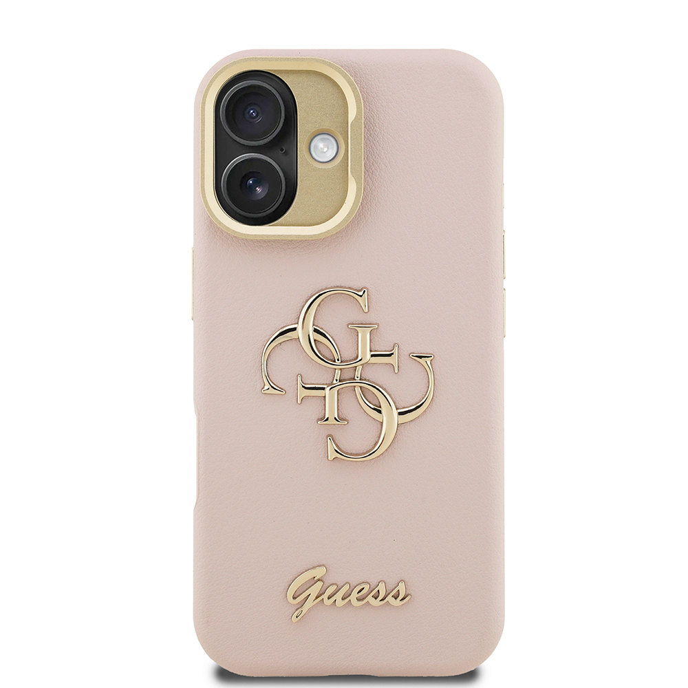 Apple iPhone 16 Case Guess Original Licensed Grained Text Logo Camera Stand Cover - 7