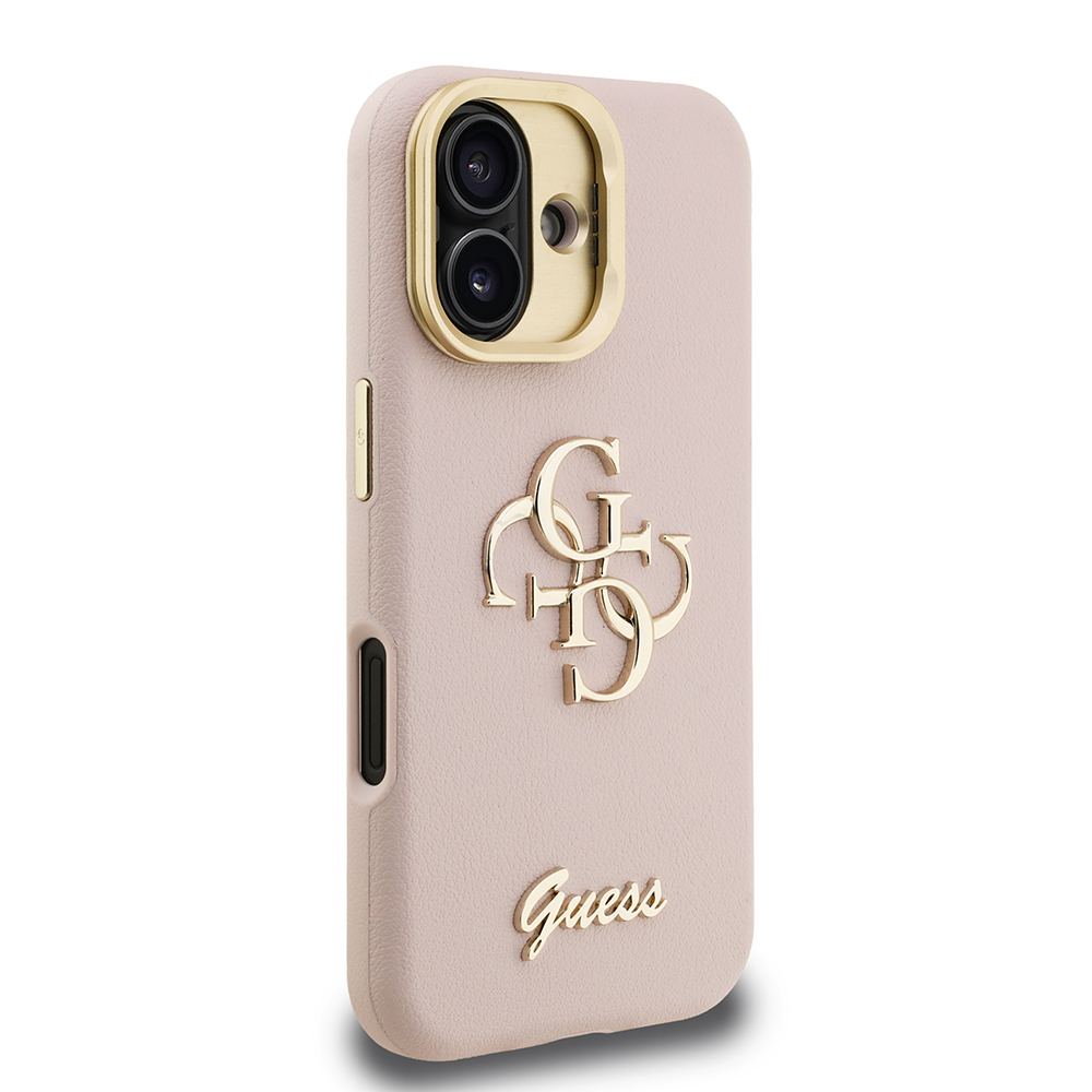 Apple iPhone 16 Case Guess Original Licensed Grained Text Logo Camera Stand Cover - 8