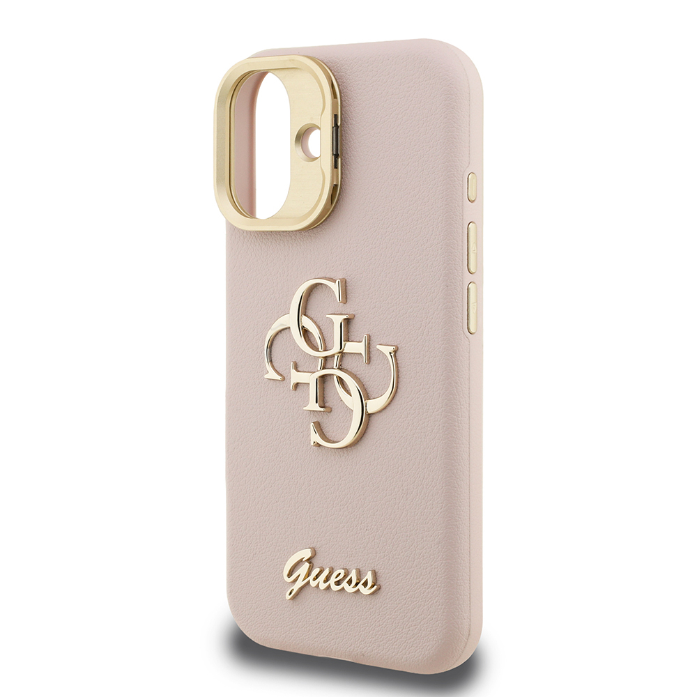 Apple iPhone 16 Case Guess Original Licensed Grained Text Logo Camera Stand Cover - 10