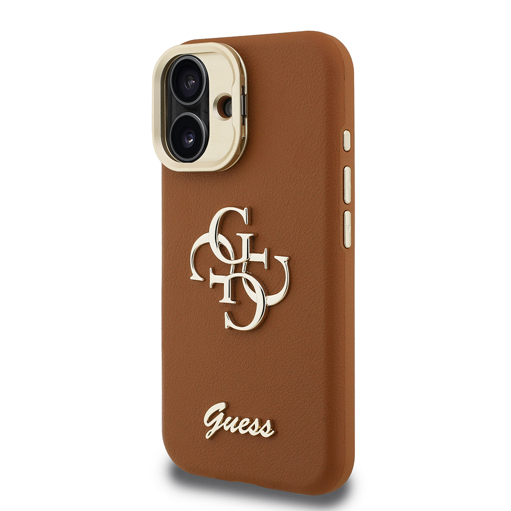Apple iPhone 16 Case Guess Original Licensed Grained Text Logo Camera Stand Cover - 13
