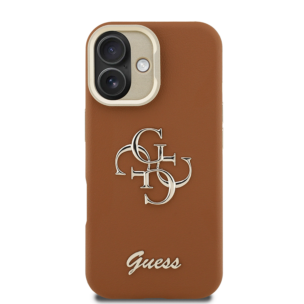 Apple iPhone 16 Case Guess Original Licensed Grained Text Logo Camera Stand Cover - 14