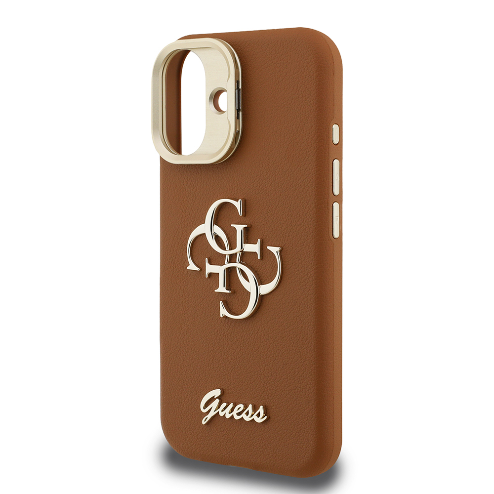 Apple iPhone 16 Case Guess Original Licensed Grained Text Logo Camera Stand Cover - 17