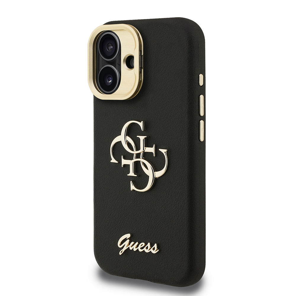 Apple iPhone 16 Case Guess Original Licensed Grained Text Logo Camera Stand Cover - 20