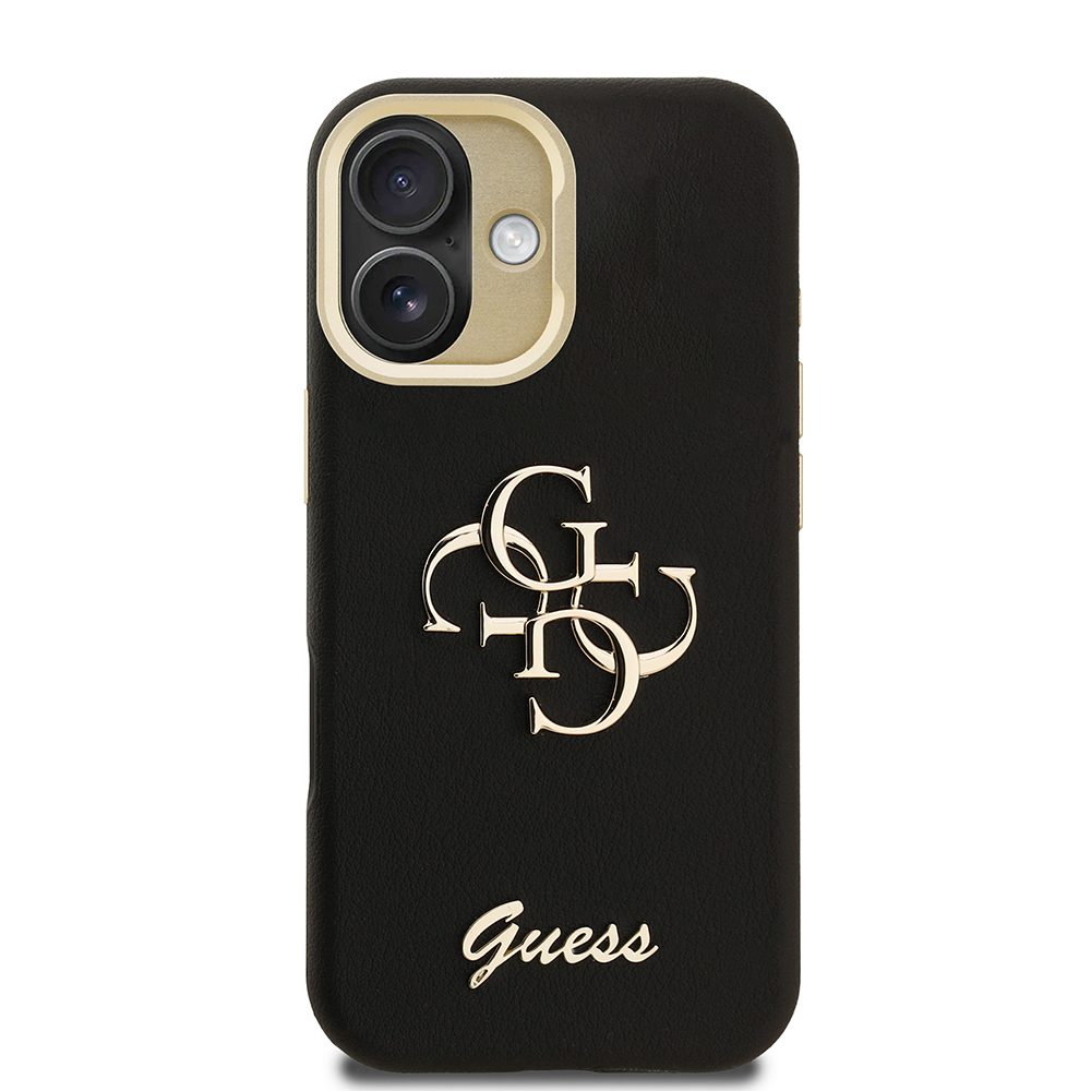 Apple iPhone 16 Case Guess Original Licensed Grained Text Logo Camera Stand Cover - 21