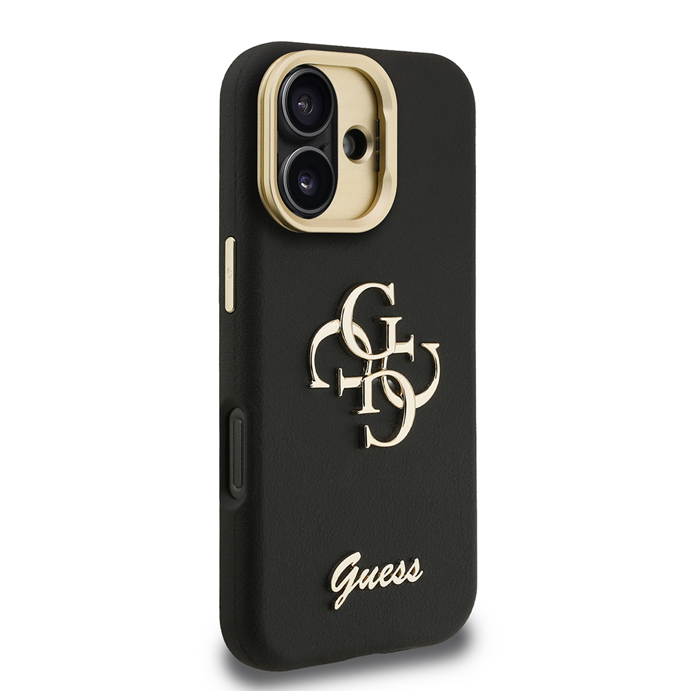 Apple iPhone 16 Case Guess Original Licensed Grained Text Logo Camera Stand Cover - 22