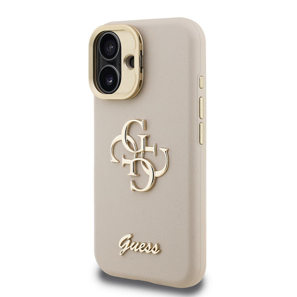 Apple iPhone 16 Case Guess Original Licensed Grained Text Logo Camera Stand Cover - 27