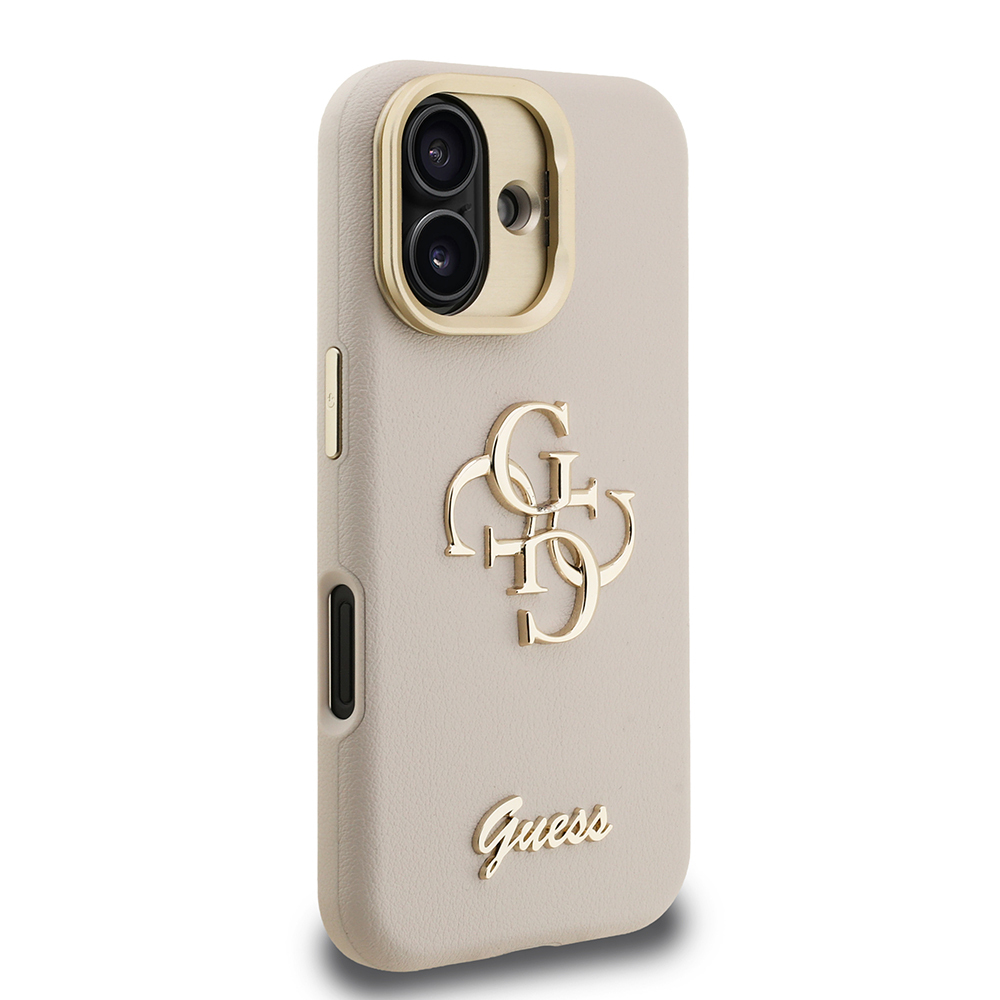 Apple iPhone 16 Case Guess Original Licensed Grained Text Logo Camera Stand Cover - 29