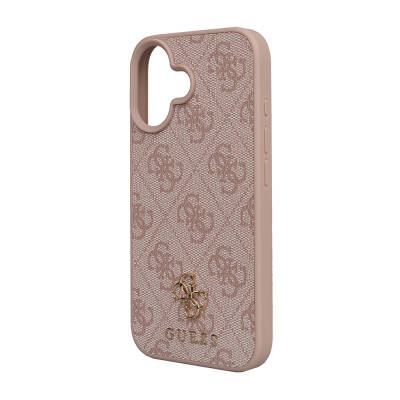 Apple iPhone 16 Case Guess Original Licensed Magsafe Charging Featured Small 4G Classic Cover Pink