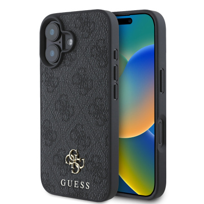 Apple iPhone 16 Case Guess Original Licensed Magsafe Charging Featured Small 4G Classic Cover Black