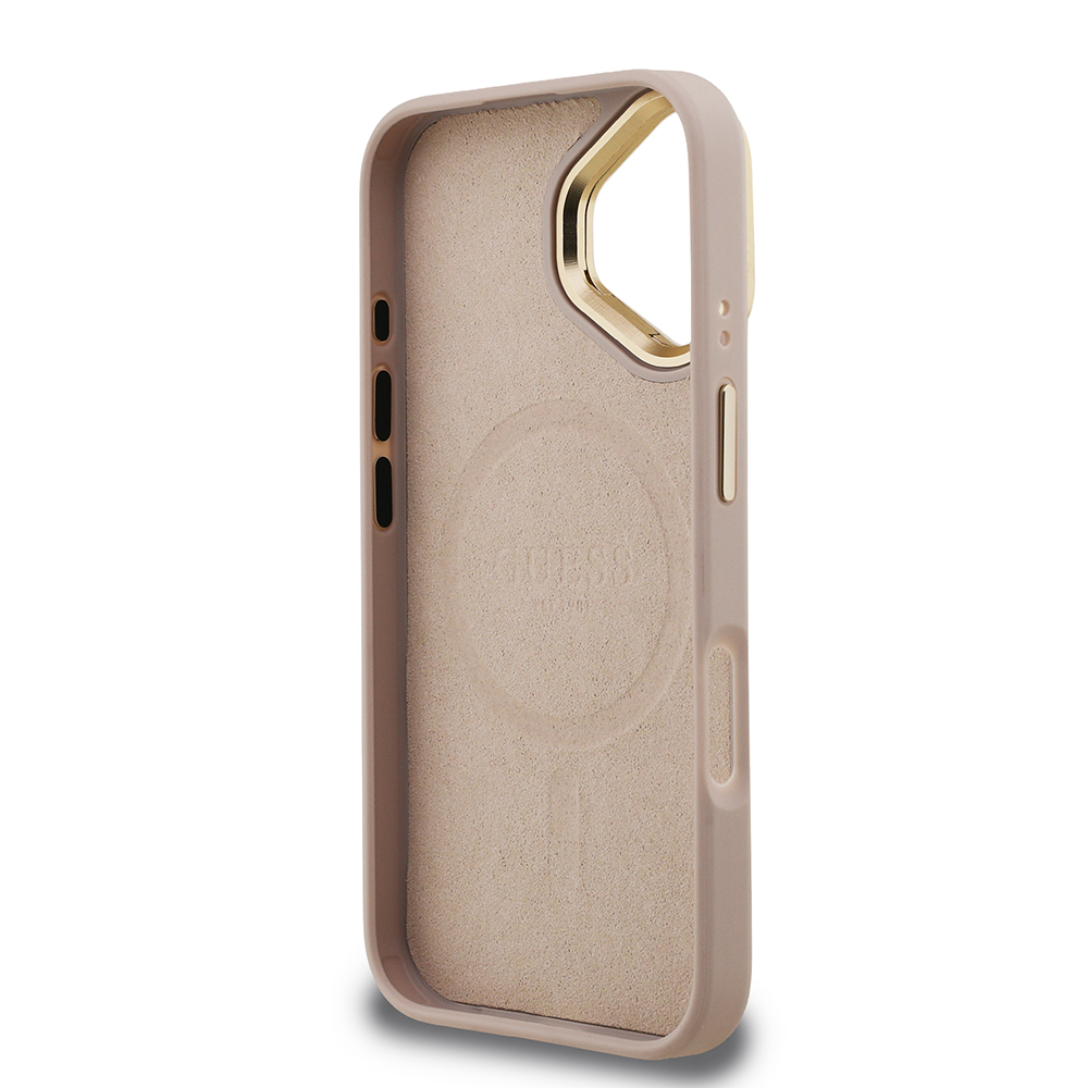 Apple iPhone 16 Case Guess Original Licensed PU Leather Stone Triangle Logo 4G Patterned Camera Stand Cover - 24