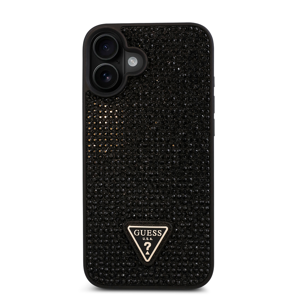 Apple iPhone 16 Case Guess Original Licensed Stone Back Surface Triangle Logo Cover - 28