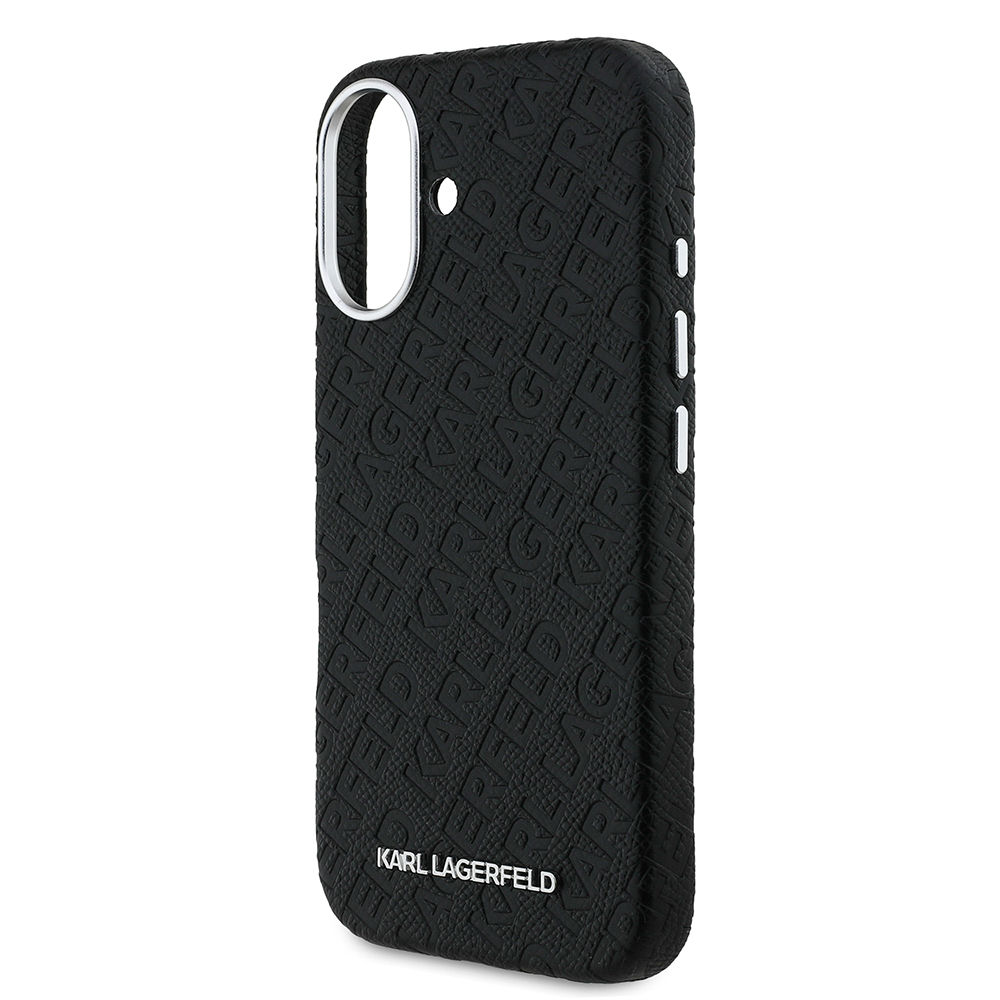 Apple iPhone 16 Case Karl Lagerfeld Original Licensed PU Leather Stamped Metal Letter Logo Cover - 7