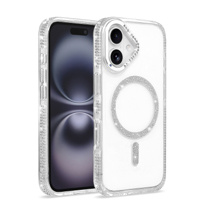 Apple iPhone 16 Case M-safe Charging Enabled Zore Tera Silicone Cover Şeffaf