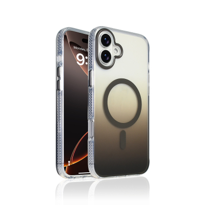 Apple iPhone 16 Case M-safe Charging Feature Transparent Color Transition Zore Toros Cover Grey