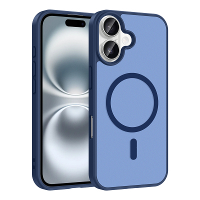 Apple iPhone 16 Case M-safe Charging Feature Zore Ballet Flat Cover Blue