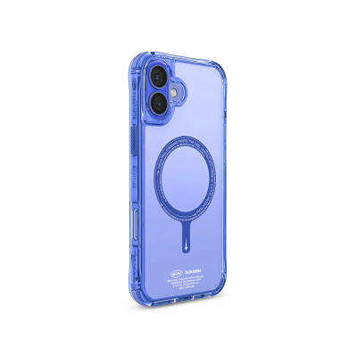 Apple iPhone 16 Case Magsafe Charging Feature SkinArma Transparent Airbag Design Saido Cover Blue