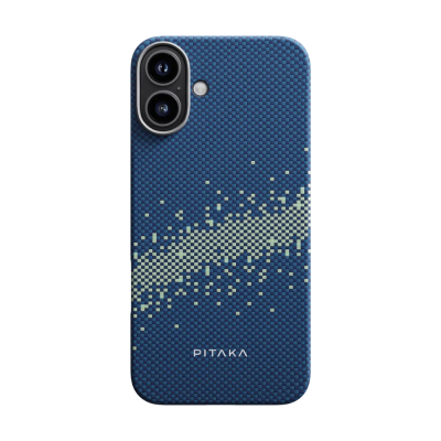 Apple iPhone 16 Case Magsafe Charging Featured Aramid Fiber Pitaka Tactile Woven Starpeak Series Milky Way Galaxy Cover Blue