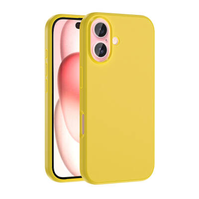 Apple iPhone 16 Case Magsafe Charging Featured Liquid Technology Erasable Hard Zore Kivi Cover Yellow