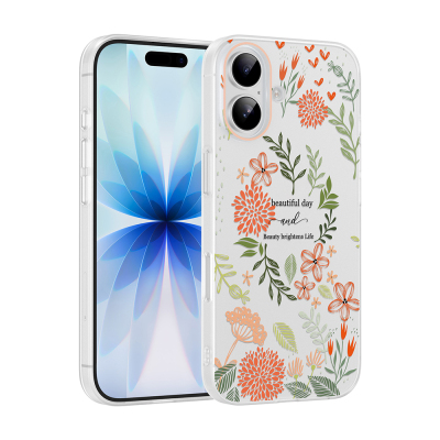 Apple iPhone 16 Case with Camera Protector, Patterned Zore Clip Cover Beautiful