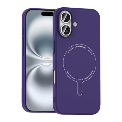 Apple iPhone 16 Case with M-Safe Charging and Camera Protection - Zore Elio Hard PC Cover Derin Mor