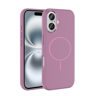 Apple iPhone 16 Case with M-Safe Charging Feature, Metal Camera Frame, Zore Edi Silicone Cover Purple