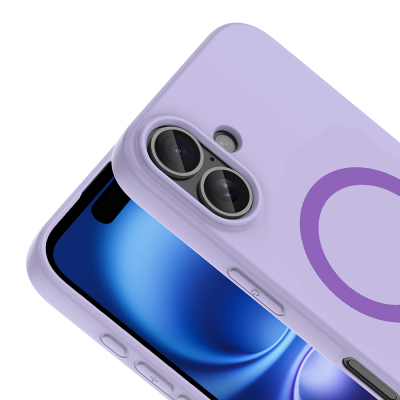 Apple iPhone 16 Case with M-Safe Charging Feature Zore Aris Silicone Cover Lila