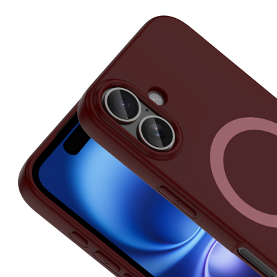Apple iPhone 16 Case with M-Safe Charging Feature Zore Aris Silicone Cover Plum