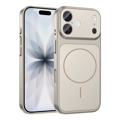 Apple iPhone 16 Case Zore M-Safe Charging Camera Protection Formen Cover Grey