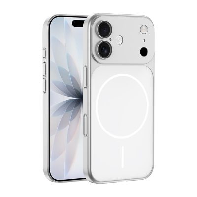 Apple iPhone 16 Case Zore M-Safe Charging Camera Protection Spark Cover Silver