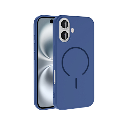 Apple iPhone 16 Case Zore Meta Cover with M-safe Charging Feature Navy blue