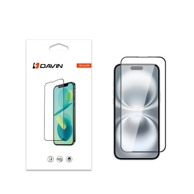 Apple iPhone 16 Davin 5D Glass Screen Protector Black