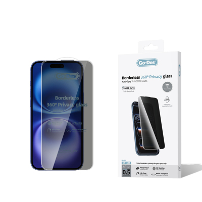 Apple iPhone 16 Go Des AF Borderless Privacy Tempered Glass Screen Protector Black