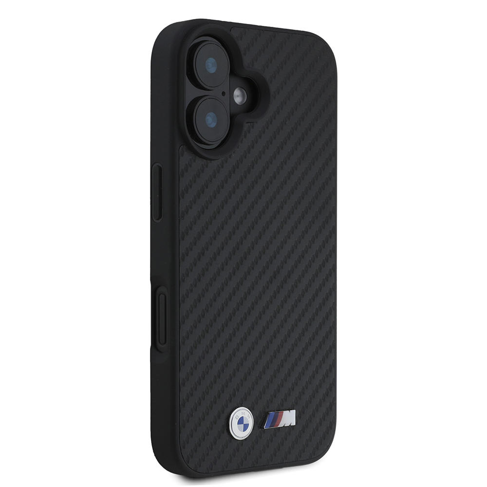 Apple iPhone 16 Kılıf BMW Orjinal Lisanslı Karbon Fiber Tasarımlı ve Metal Logolu PU Deri Kapak - 5
