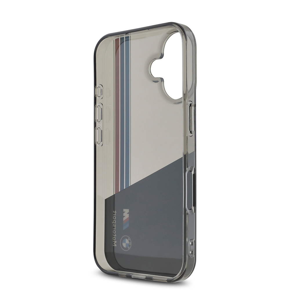 Apple iPhone 16 Kılıf BMW Orjinal Lisanslı Yarı Transparan M Dizayn Çizgili Kapak - 8