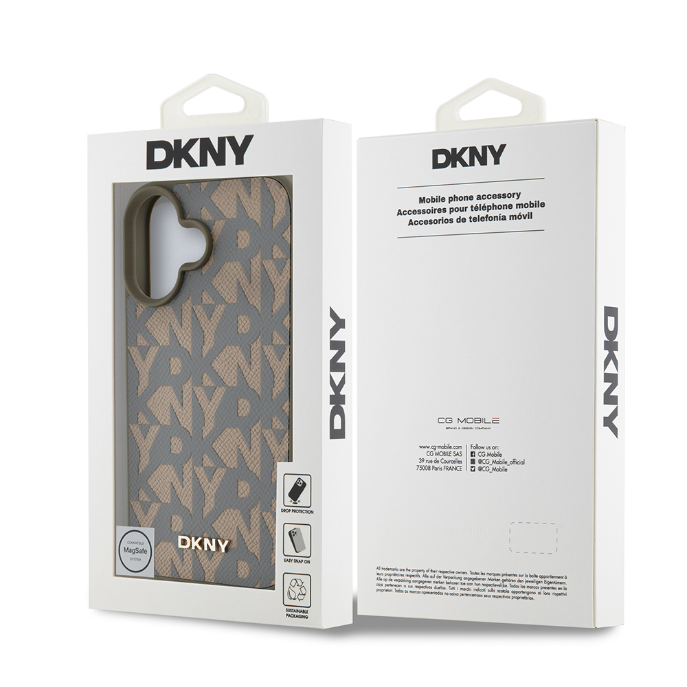 Apple iPhone 16 Kılıf DKNY Orjinal Lisanslı M-safe Şarj Özellikli 3D Yazılı Grid Pattern Kapak - 10