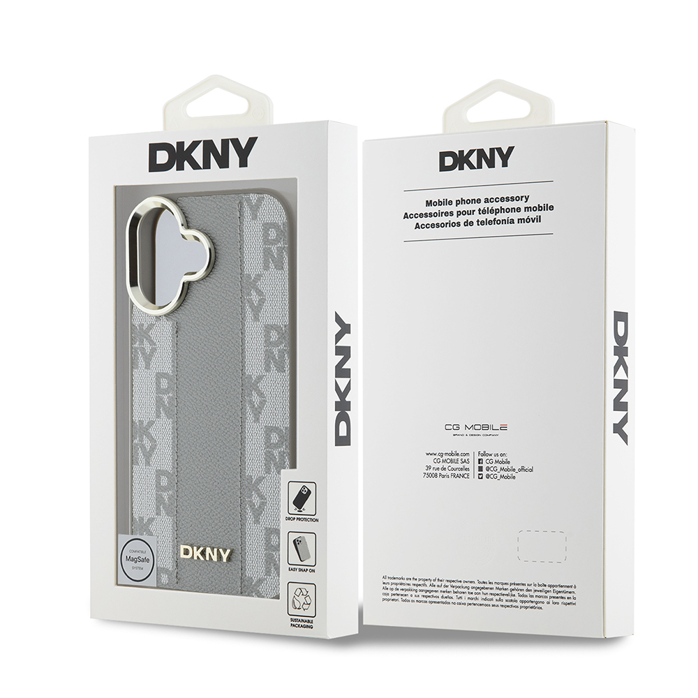 Apple iPhone 16 Kılıf DKNY Orjinal Lisanslı Magsafe Şarj Özellikli 3D Yazılı Checkered Pattern Kapak - 10