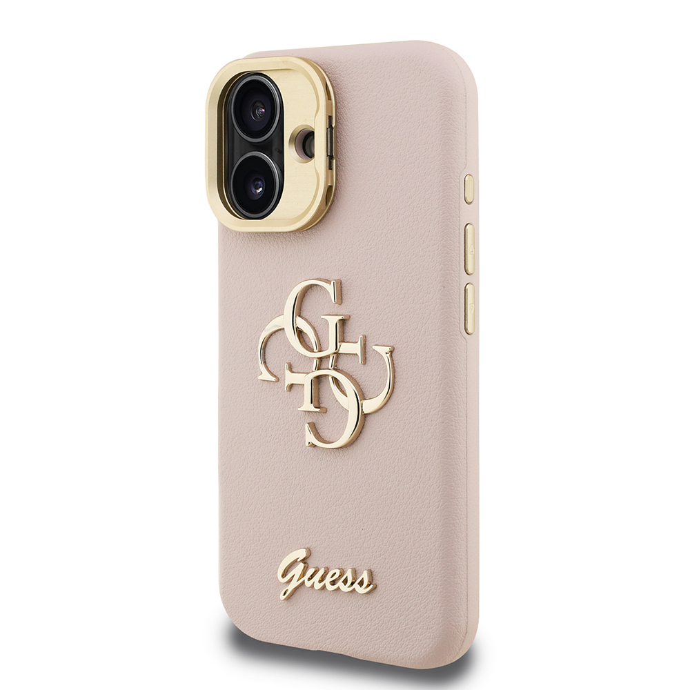 Apple iPhone 16 Kılıf Guess Orjinal Lisanslı Grained Yazı Logolu Kamera Standlı Kapak - 6