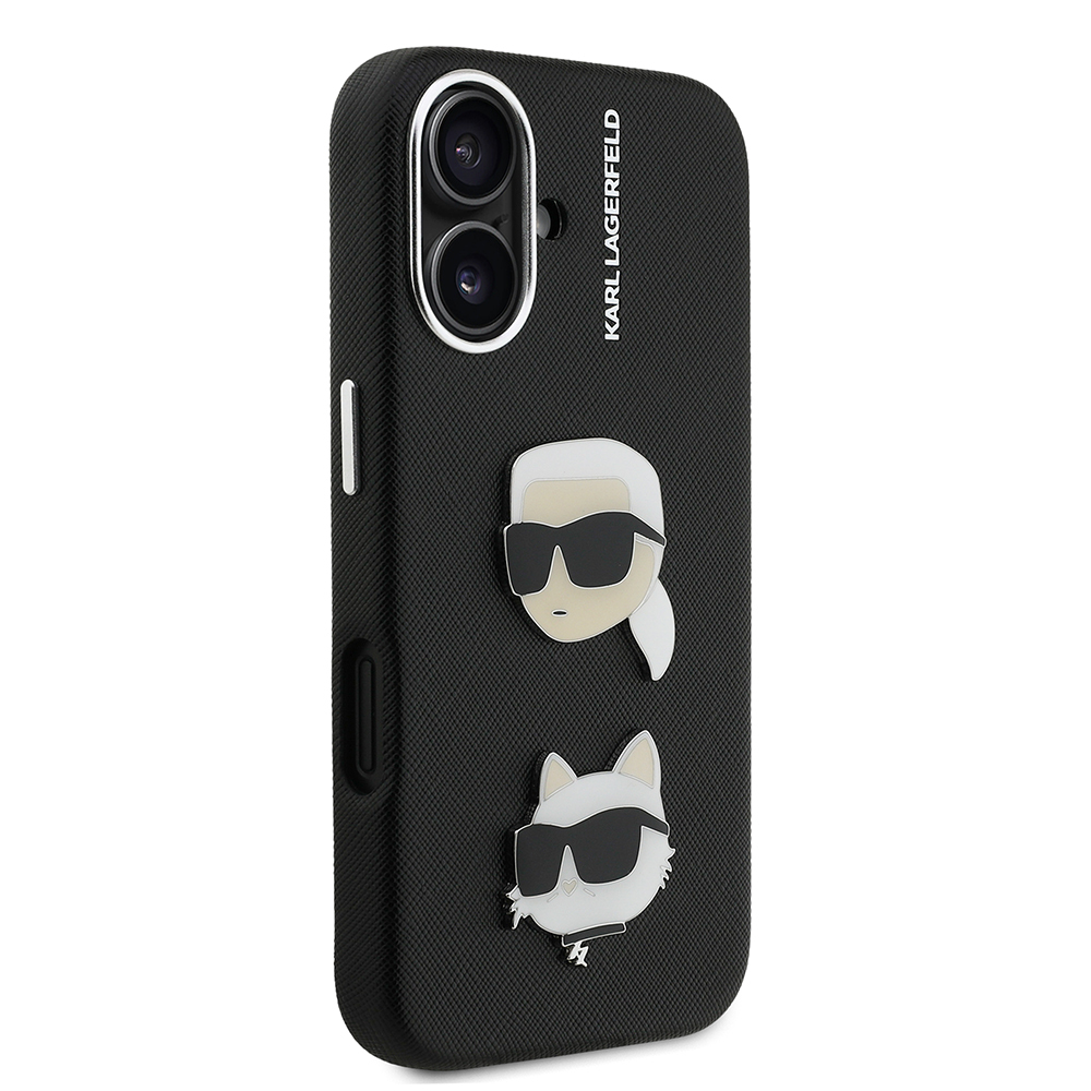 Apple iPhone 16 Kılıf Karl Lagerfeld Orjinal Lisanslı K&C Heads Pin Kapak - 5