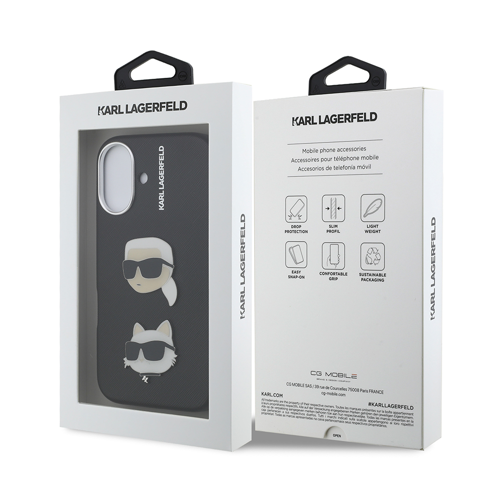 Apple iPhone 16 Kılıf Karl Lagerfeld Orjinal Lisanslı K&C Heads Pin Kapak - 9