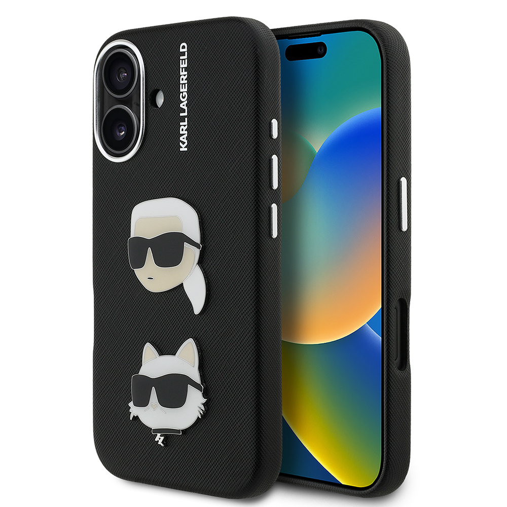 Apple iPhone 16 Kılıf Karl Lagerfeld Orjinal Lisanslı K&C Heads Pin Kapak - 2